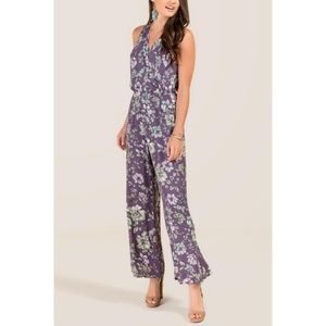 Francesca's Elise Floral Surplus Chiffon Jumpsuit